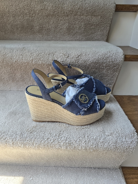 Michael Kors Shoes - Michael Kors Denim Blue Espadrille Wedge Sandals